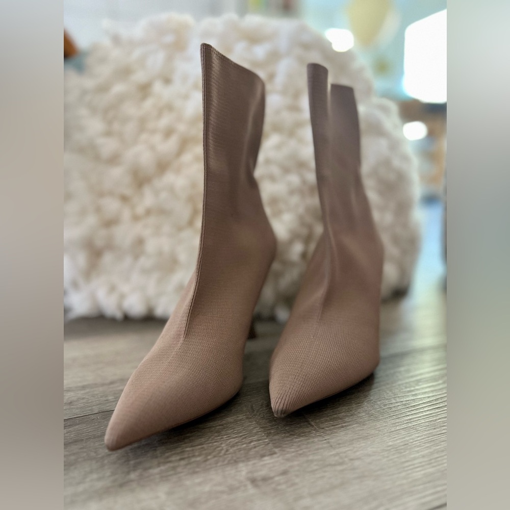 Zara Sock Booties in Taupe